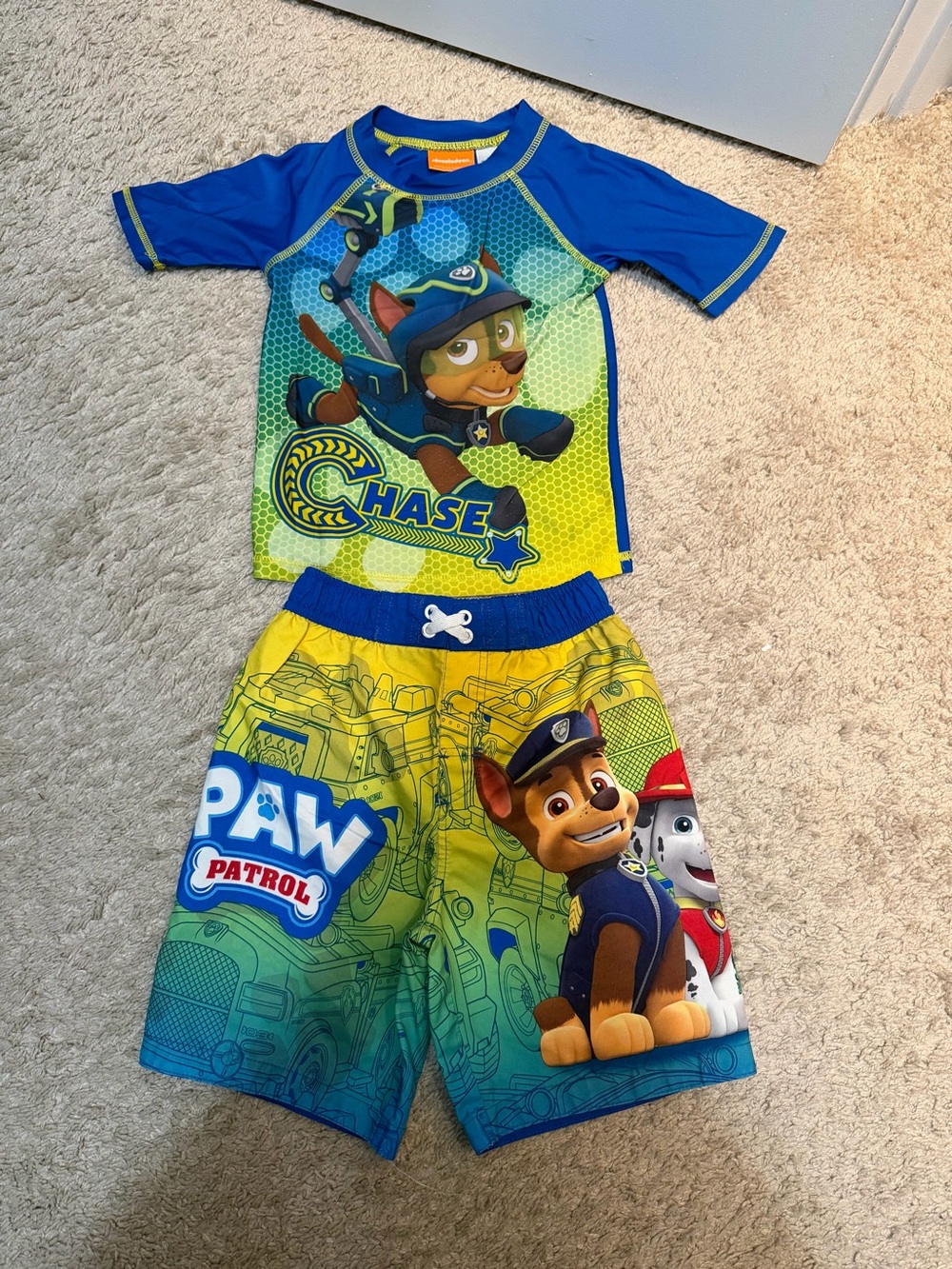 Nickelodeon Paw Patrol Chase Blue & Yellow Rash Guard Swim Set
